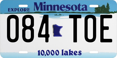 MN license plate 084TOE
