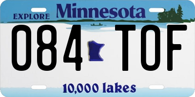 MN license plate 084TOF
