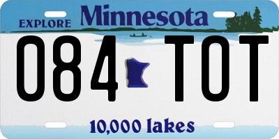 MN license plate 084TOT