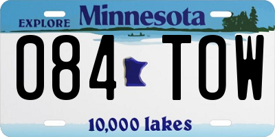 MN license plate 084TOW