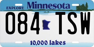 MN license plate 084TSW