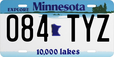 MN license plate 084TYZ