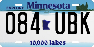 MN license plate 084UBK