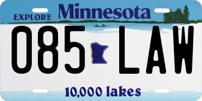 MN license plate 085LAW