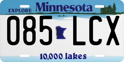MN license plate 085LCX