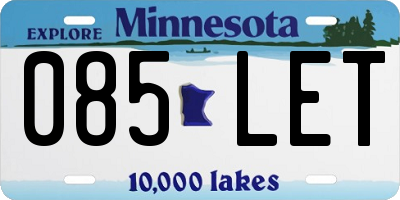 MN license plate 085LET
