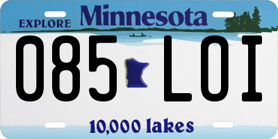 MN license plate 085LOI