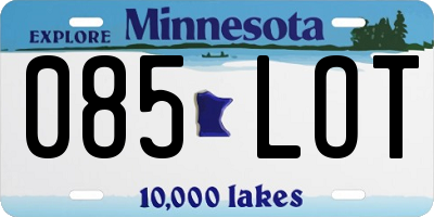 MN license plate 085LOT