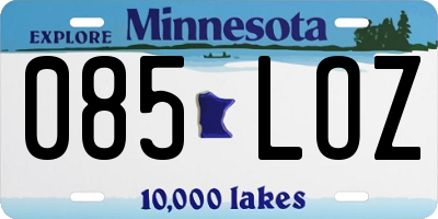 MN license plate 085LOZ