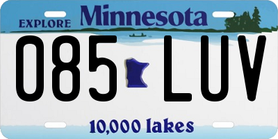 MN license plate 085LUV