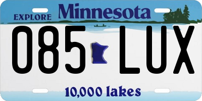MN license plate 085LUX