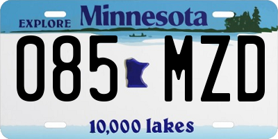 MN license plate 085MZD