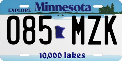 MN license plate 085MZK