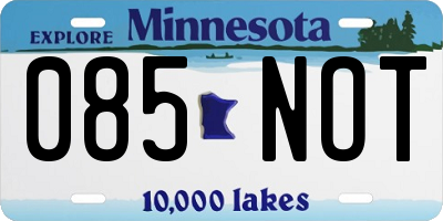 MN license plate 085NOT