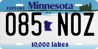 MN license plate 085NOZ
