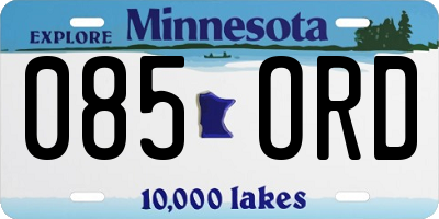 MN license plate 085ORD
