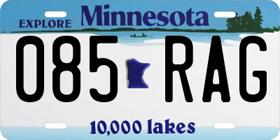 MN license plate 085RAG