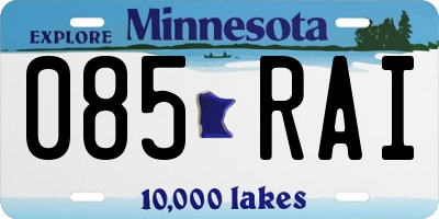 MN license plate 085RAI