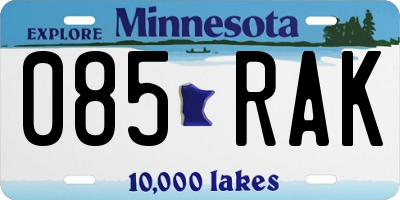 MN license plate 085RAK