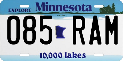 MN license plate 085RAM