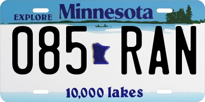 MN license plate 085RAN