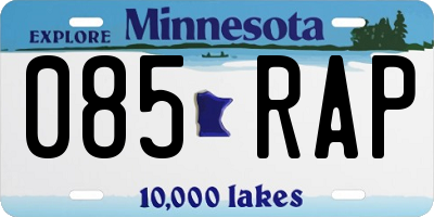 MN license plate 085RAP
