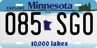 MN license plate 085SGO