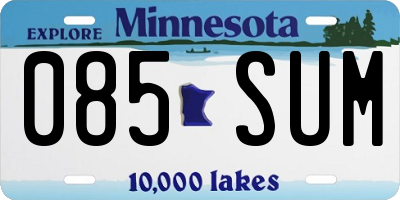 MN license plate 085SUM