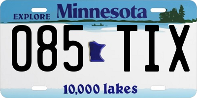 MN license plate 085TIX