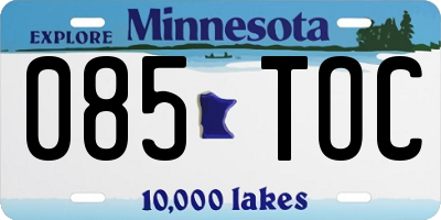 MN license plate 085TOC