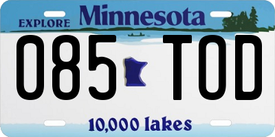 MN license plate 085TOD
