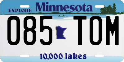 MN license plate 085TOM