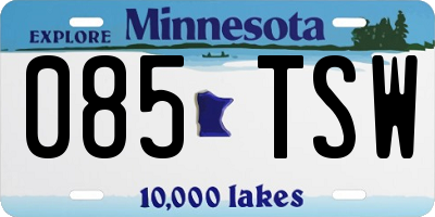 MN license plate 085TSW