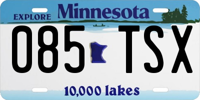 MN license plate 085TSX
