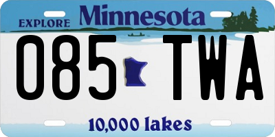 MN license plate 085TWA
