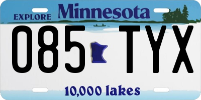 MN license plate 085TYX