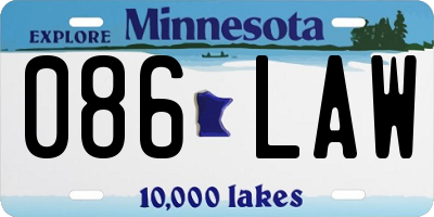 MN license plate 086LAW
