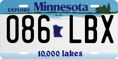MN license plate 086LBX