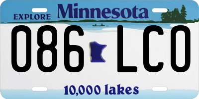 MN license plate 086LCO