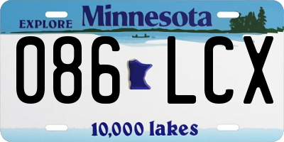 MN license plate 086LCX