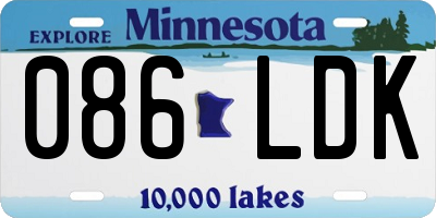 MN license plate 086LDK