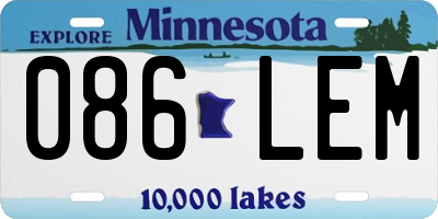 MN license plate 086LEM