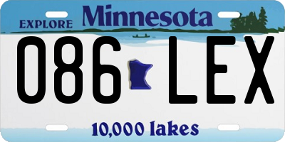 MN license plate 086LEX