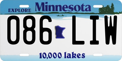 MN license plate 086LIW