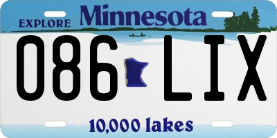 MN license plate 086LIX