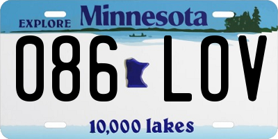 MN license plate 086LOV