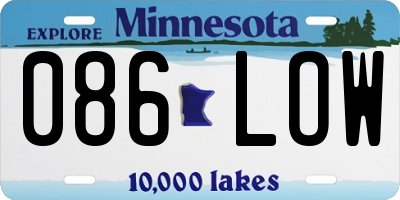 MN license plate 086LOW