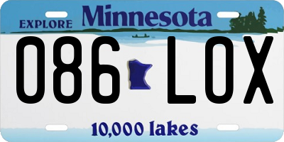 MN license plate 086LOX