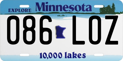 MN license plate 086LOZ