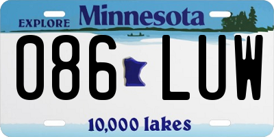 MN license plate 086LUW